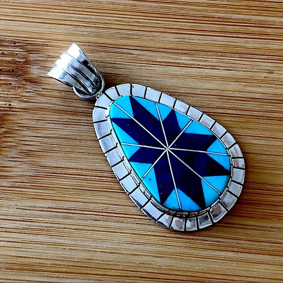 Running Bear Jewelry - $94  Navajo Estate Pendant by Running Bear  Sterling Silver  Marked RB 925